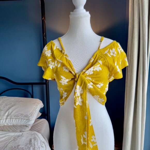 Billabong x Sincerely Jules Tropical Floral Tie Crop Top - Picture 7 of 11